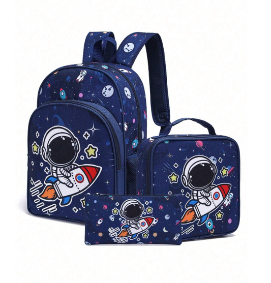 Set da 3 pezzi di zaini a tema astronauta con borsa pranzo