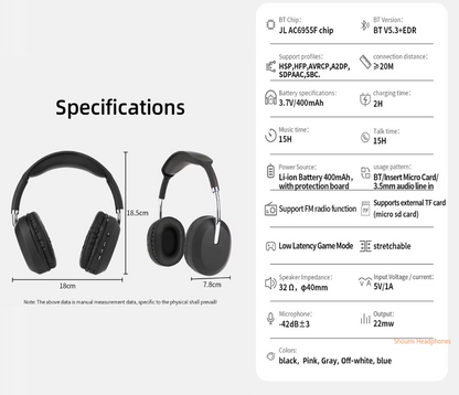 SHOUMI-Cuffie Bluetooth wireless